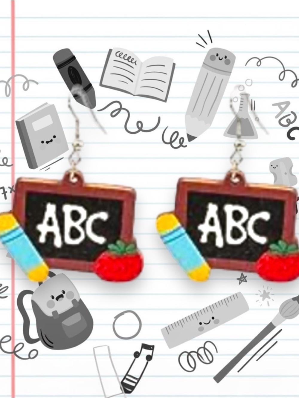 ADORABLE DECORATED CHALKBOARD HANGING EARRINGS!